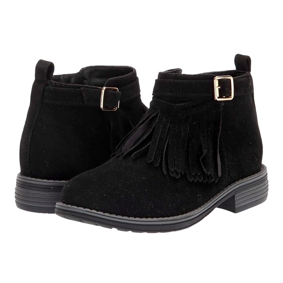 Black Fringe Ankle Boots - Picture 1 of 7